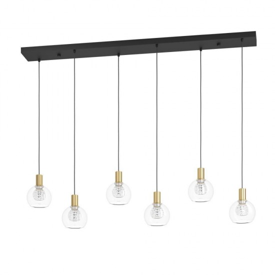 Lustra Eglo Terque, metal, sticla, negru, LED, 32W, 3060 lumeni, alb cald 3000K, L. 138 cm, 390281