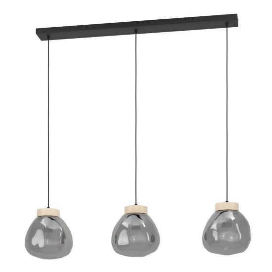 Lustra Eglo Magacela, metal, sticla, negru, 3XE27, L. 110 cm, 390318