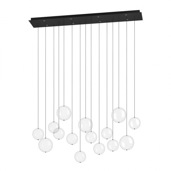 Lustra Eglo Espardello, metal, sticla, negru, LED, 43 W, 4080 lumeni, alb cald 3000K, L. 117 cm, 390334