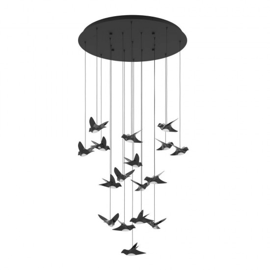 lustra Eglo Paratebueno, metal, negru, LED, 51W, 6460 lumeni, alb cald 3000K, D.78 cm, 390352