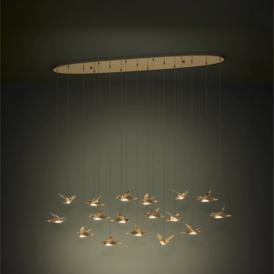 Lustra Eglo Paratebueno, metal, alama, LED, 51W, 6460 lumeni, alb cald 3000K, L. 148 cm, 390399