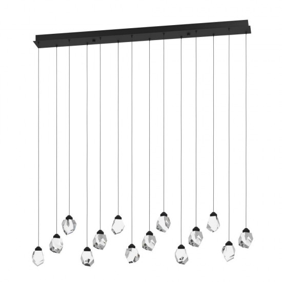 Lustra Eglo Sindicat, metal, sticla, negru, LED, 42W, 4900 lumeni, alb cald 3000K, L. 140 cm, 390414