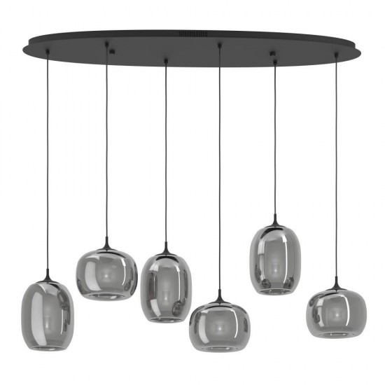 Lustra Eglo Larva, metal, sticla, telecomanda, LED, CCT, 22W, 3060 lumeni, L. 118 cm, 390415