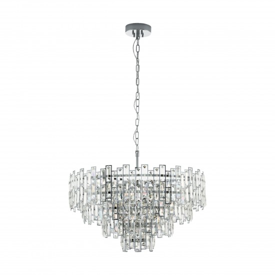 Lustra Eglo Calmeilles, metal, crom, sticla, 10XE14, D. 78 cm, 39627