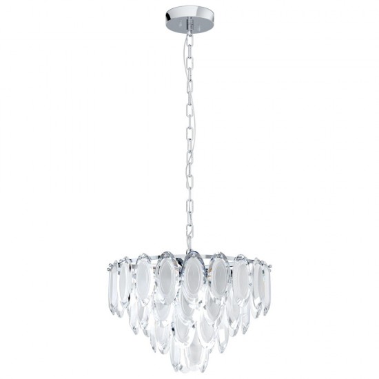 Lustra Eglo Carvario, metal, crom, sticla, 7XE14, D. 48 cm, 39721