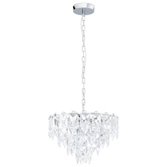 Lustra Eglo Carvario, metal, crom, sticla, 7XE14, D. 47 cm, 39723