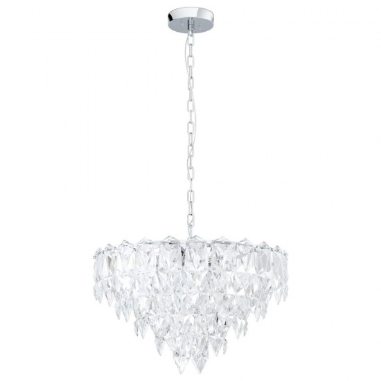 Lustra Eglo Carvario, metal, crom, sticla, 10XE14, D. 60 cm, 39724