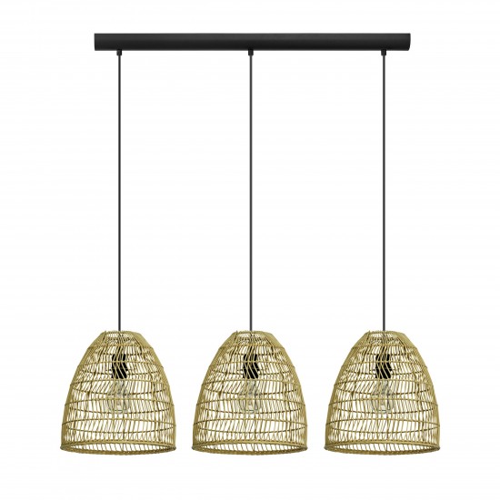 Lustra Eglo Ayesgarth, negru, lemn, 3XE27, H. 110 cm, 43867