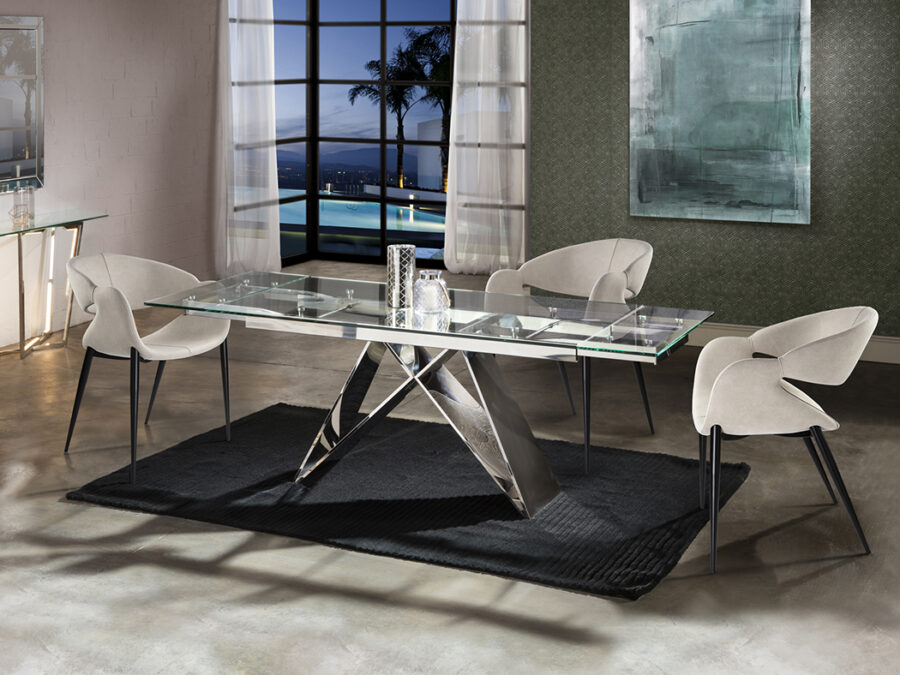 Masă de dining MIKA - Art. 713016, Schuller, Crom, Transparent