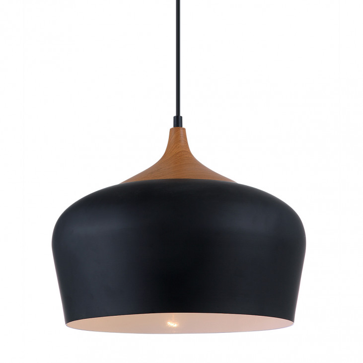 Pendul de interior Britta - Art. MDM-2681/1L BK, Italux, Negru/Lemn