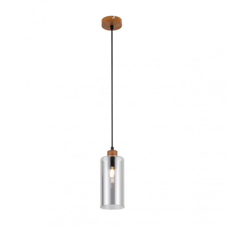 Pendul de interior Naster - Art. PND-23051-1-WO, Italux, Negru/Lemn/Fumuriu