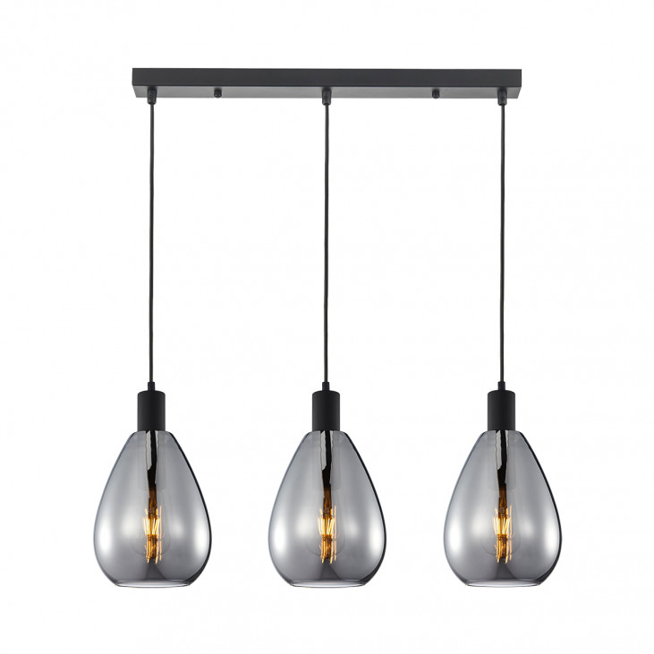 Suspensie de interior Zulo - Art. PND-27812-3-BK-SG, Italux, Negru/Fumuriu