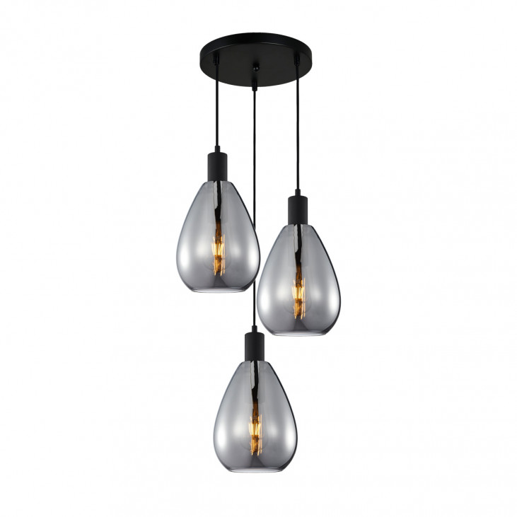 Suspensie de interior Zulo - Art. PND-27812-3A-BK-SG, Italux, Negru/Fumuriu