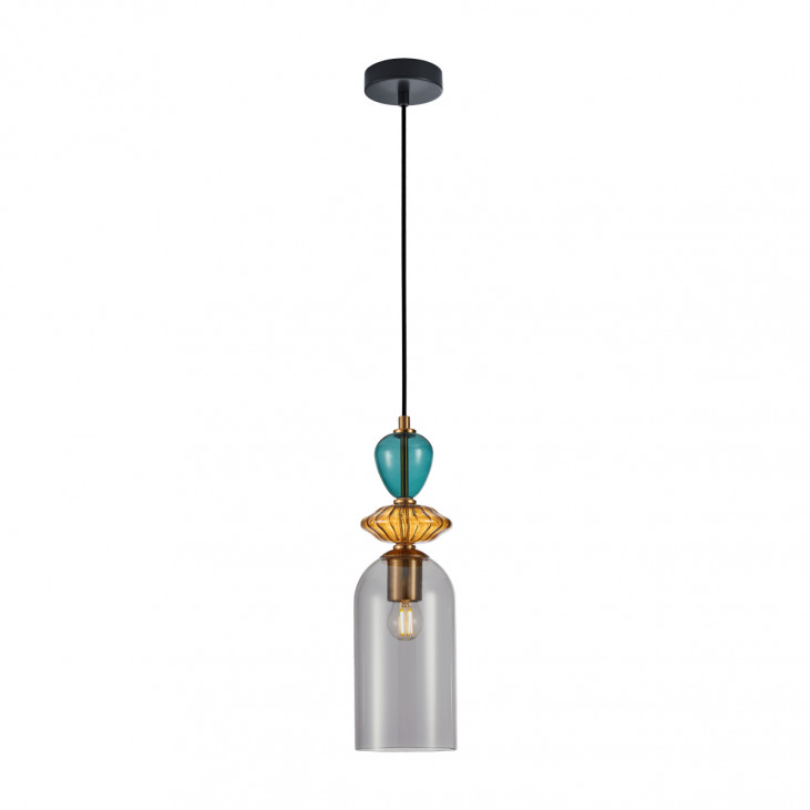 Pendul de interior Busco - Art. PND-30263-1C-BRO-SG, Italux, Gri/Albastru/Auriu/Negru