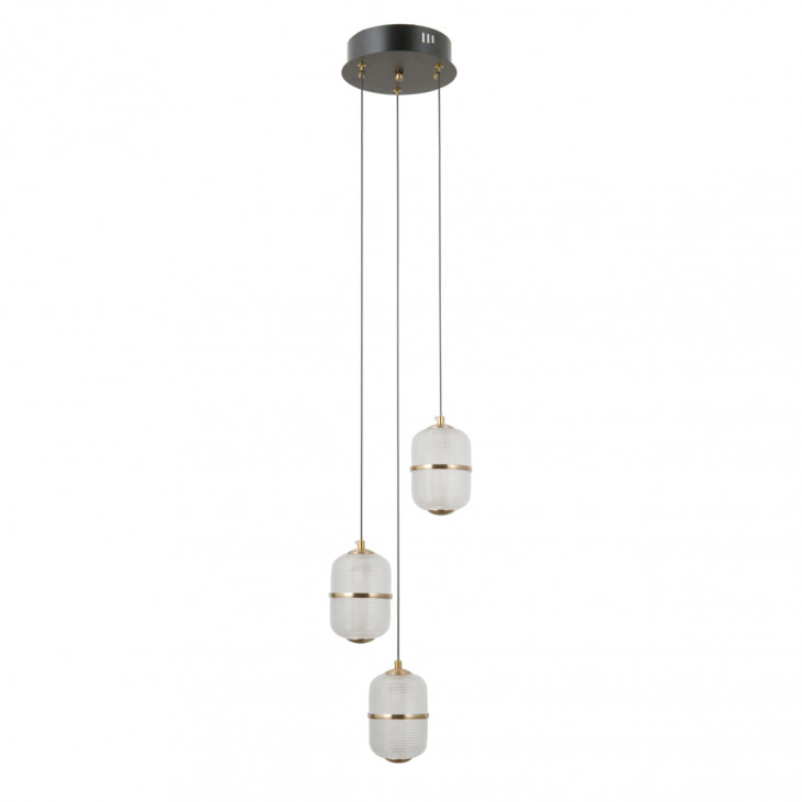 Suspensie de interior Alani - Art. PND-34375-3-BK, Italux, Alb/Negru/Auriu