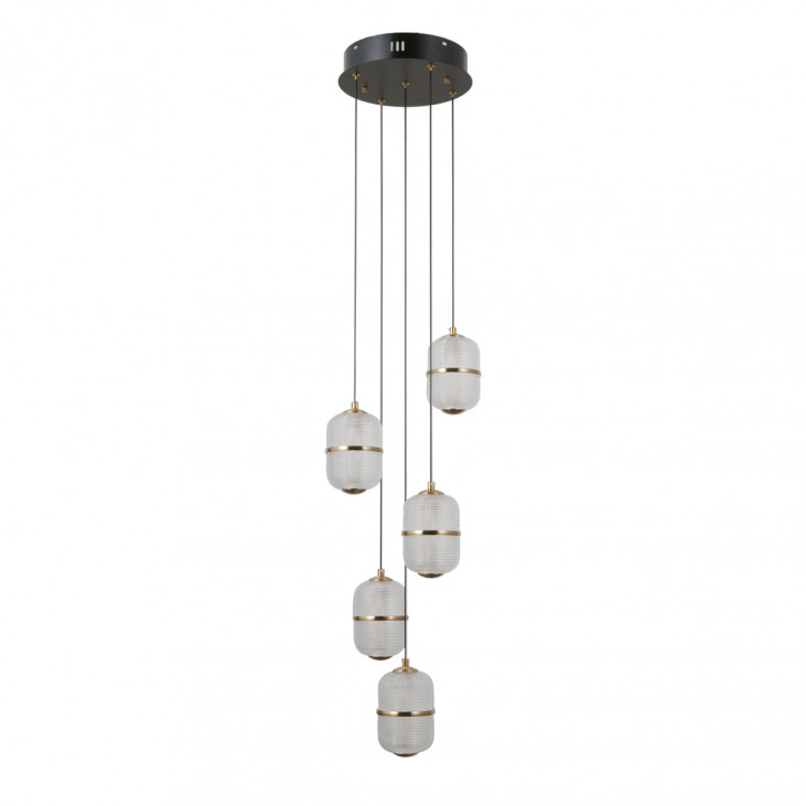 Suspensie de interior Alani - Art. PND-34375-5-BK, Italux, Alb/Negru/Auriu