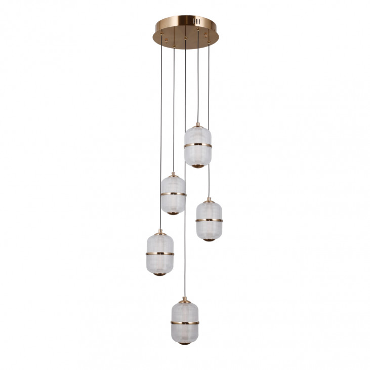 Suspensie de interior Alani - Art. PND-34375-5-HBR, Italux, Alb/Auriu