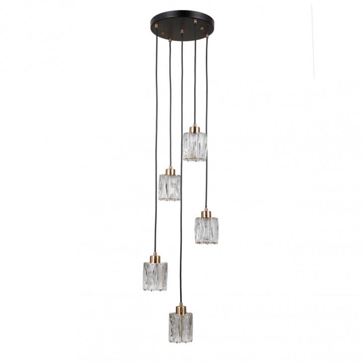 Suspensie de interior Torno - Art. PND-40813-5R-BK-HBR, Italux, Negru/Auriu