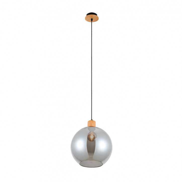 Pendul de interior Potan - Art. PND-67497-WO-SG, Italux, Negru/Lemn/Fumuriu