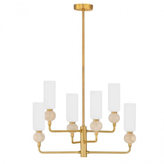 Lustra Nova Luce Filomena, auriu, sticla alba, 6xG9, D.55 cm, 9019787