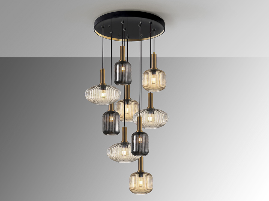 Suspensie Norma Dimmabil cu telecomandă - Art. 225090D, Schuller, Negru, Alamă