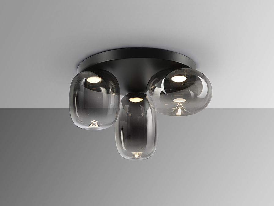 Plafonieră de interior ONICE - Art. 314435, Schuller, Negru/Fumuriu