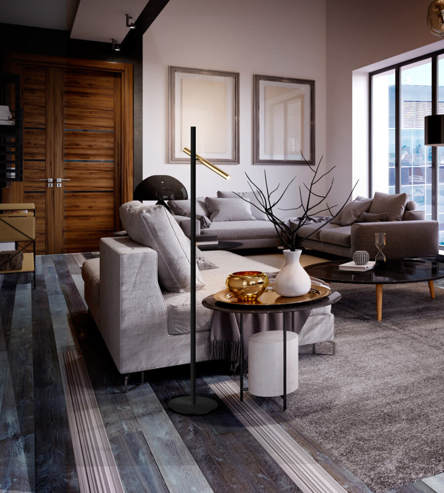 Lampadar de interior VARAS - Art. 373685, Schuller, Auriu