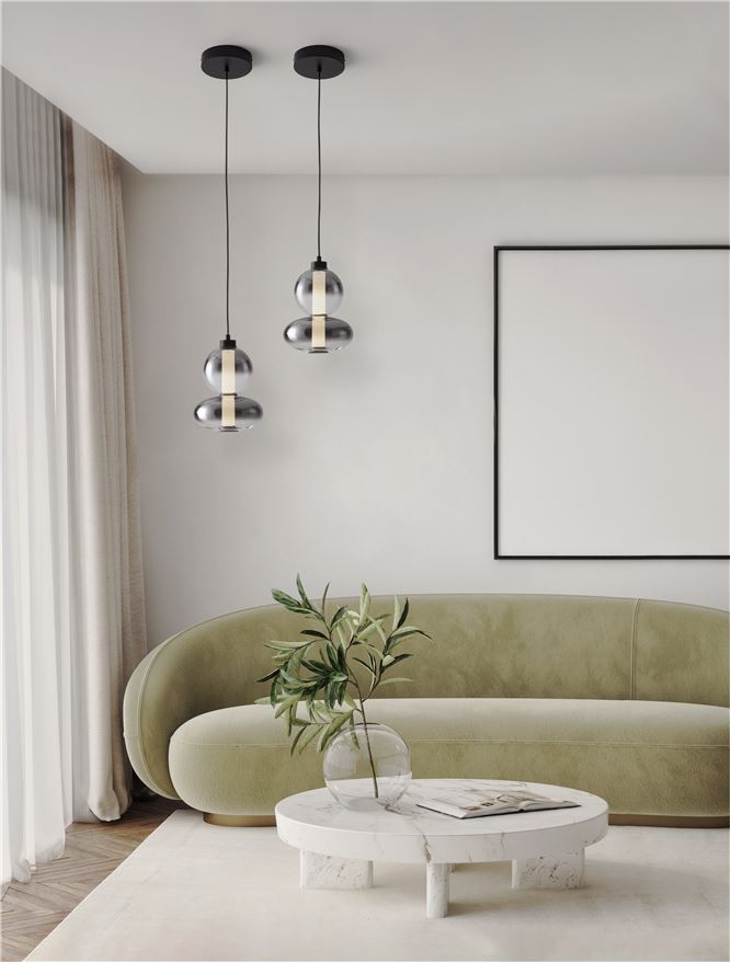 Pendul de interior Bally Dimmabil - Art. 9030554, Nova Luce, Negru/Fumuriu