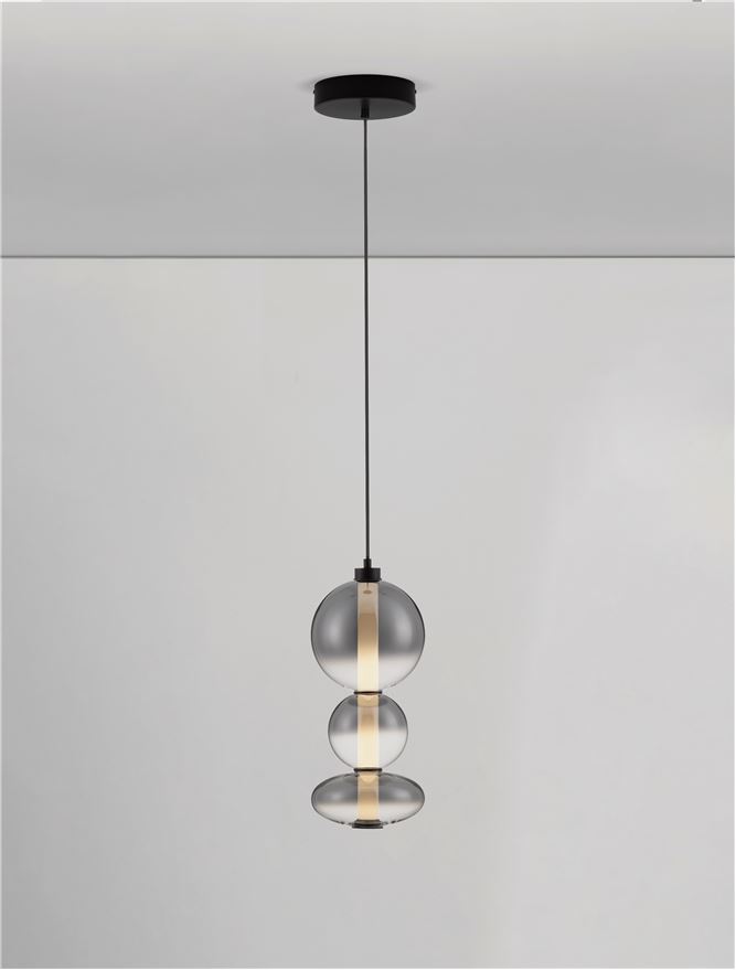 Pendul de interior Bally Dimmabil - Art. 9030555, Nova Luce, Negru/Fumuriu