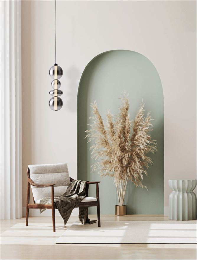 Pendul de interior Bally Dimmabil - Art. 9030556, Nova Luce, Negru/Fumuriu