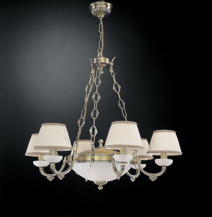 Lustră de interior Reccagni Angelo 5400 - Art. L.5400/6PLUS2, Italux, Alamă/Alb