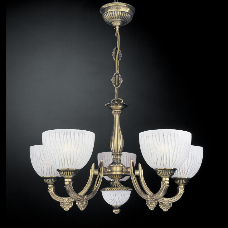 Lustră de interior Reccagni Angelo 5600 - Art. L.5600/5, Italux, Alamă/Alb