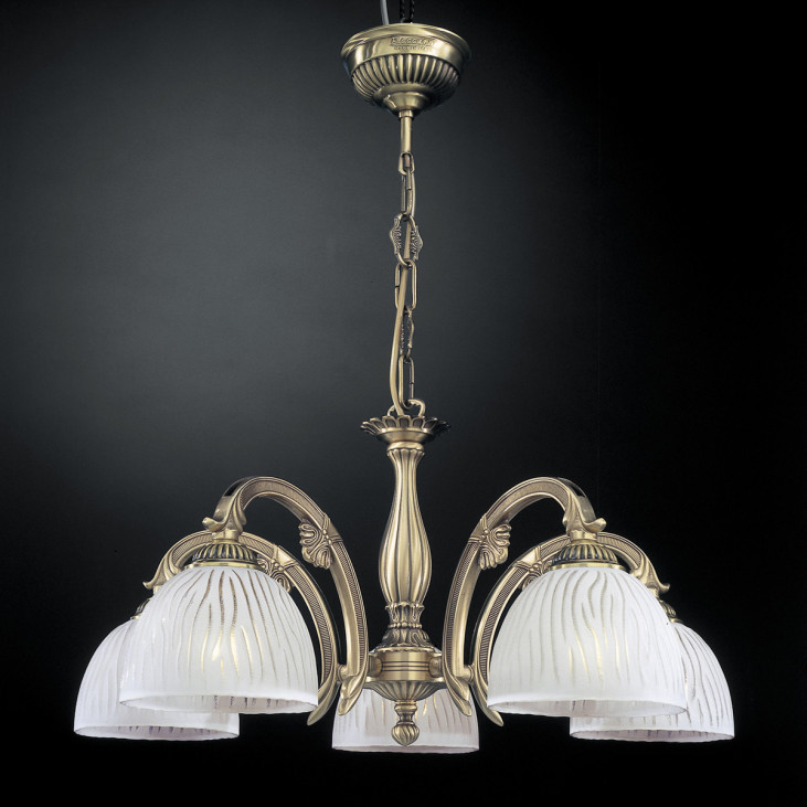 Lustră de interior Reccagni Angelo 5650 - Art. L.5650/5, Italux, Alamă/Alb