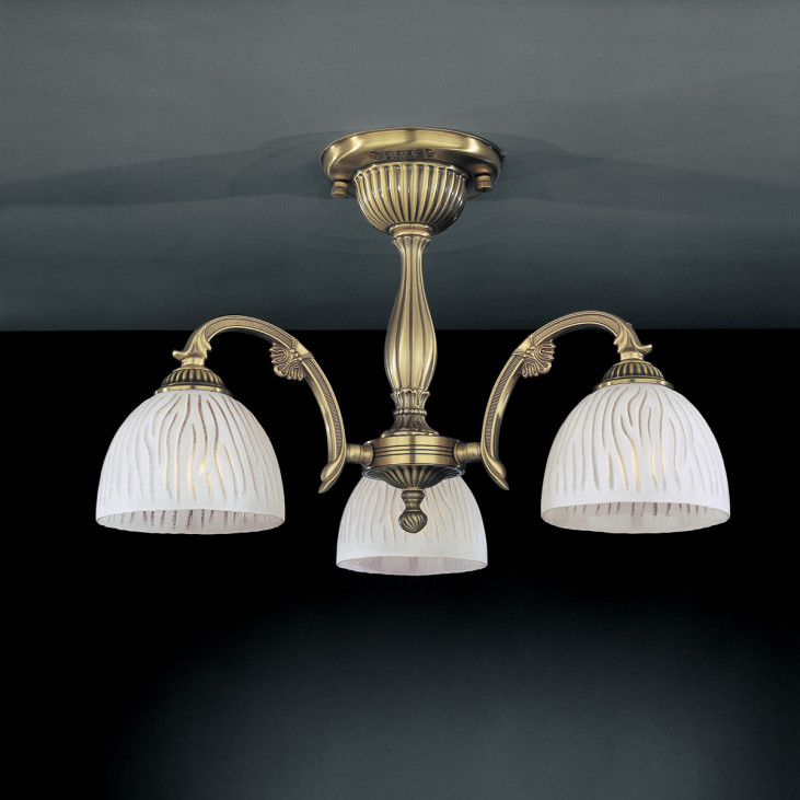 Lustră de interior Reccagni Angelo 5670 - Art. PL.5670/3, Italux, Alamă/Alb