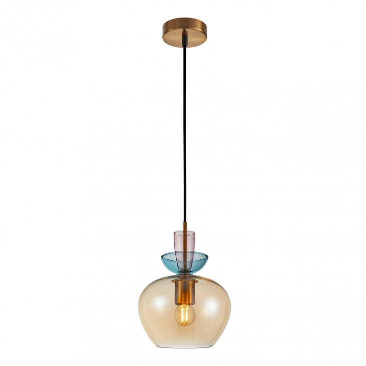 Pendul de interior Fanda - Art. PND-31882-1-GD-AMB, Italux, Chihlimbar/Roz/Auriu