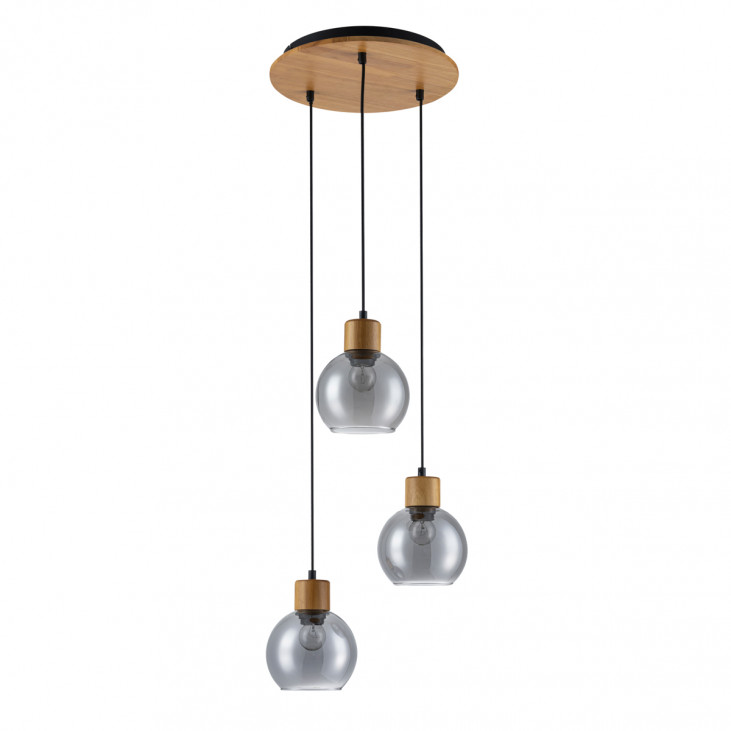 Suspensie de interior Velma - Art. PND-67505-3-WD, Italux, Fumuriu/Lemn
