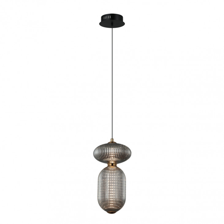Pendul de interior Nico - Art. PND-8545-2A-AB-SG, Italux, Alamă/Negru/Fumuriu