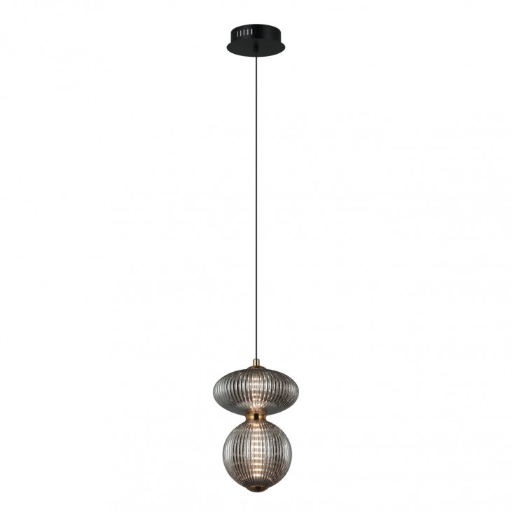 Pendul de interior Nico - Art. PND-8545-2B-AB-SG, Italux, Alamă/Negru/Fumuriu