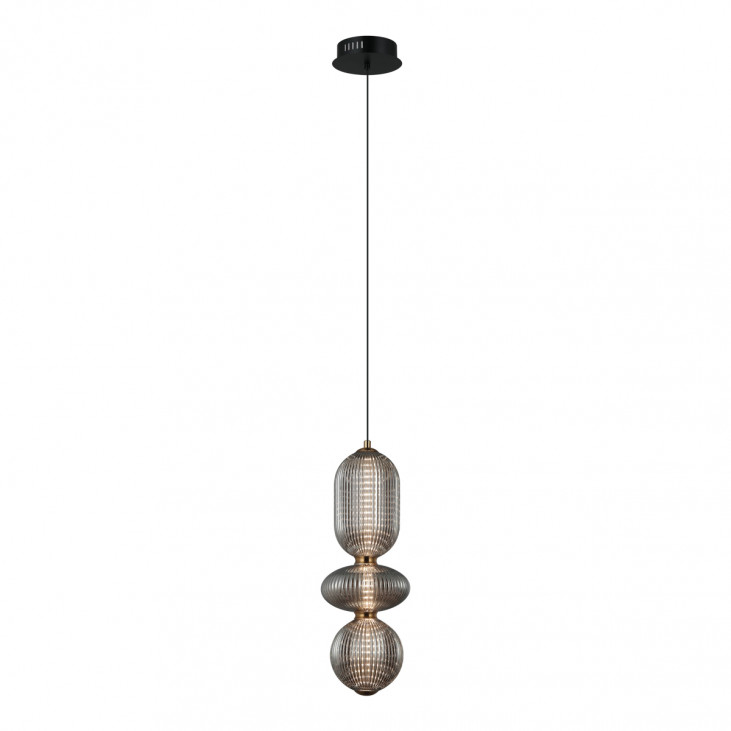 Pendul de interior Nico - Art. PND-8545-3-AB-SG, Italux, Alamă/Negru/Fumuriu