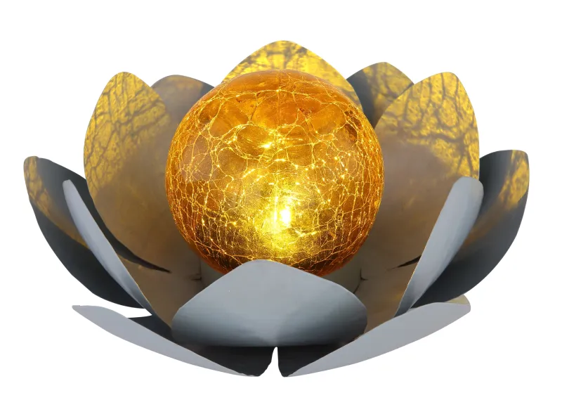 Lampă solară nufăr - Art. 33532, Globo, Gri/Chihlimbar