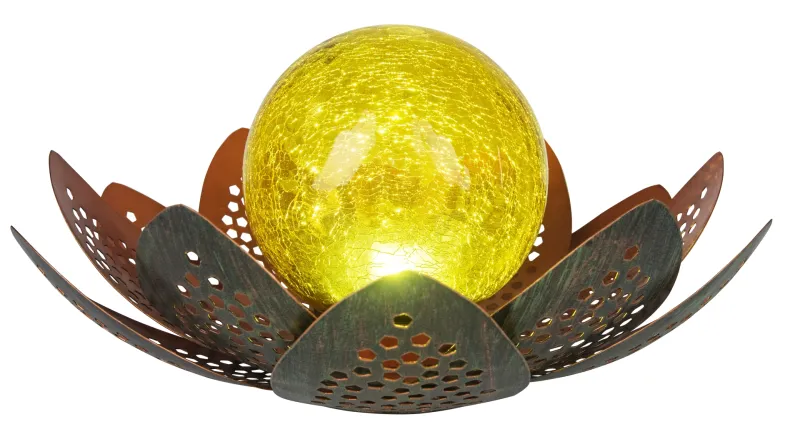 Lampă solară nufăr - Art. 33655, Globo, Auriu/Verde/Chihlimbar