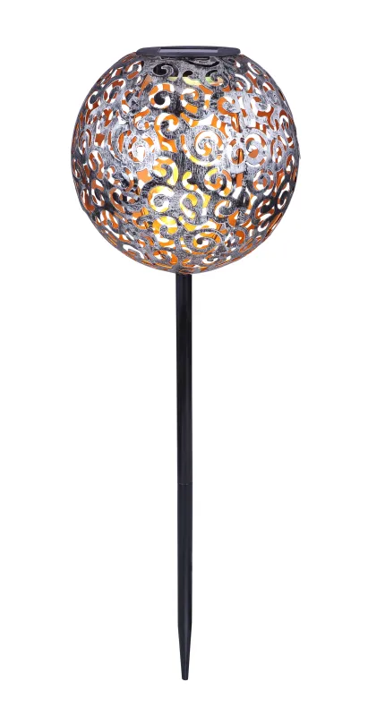 Lampă solară pichet - Art. 33743, Globo, Negru/Argintiu