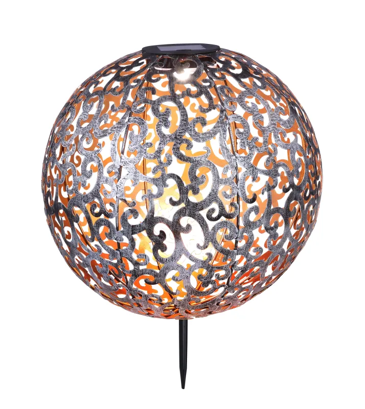 Lampă solară pichet - Art. 33744, Globo, Negru/Argintiu