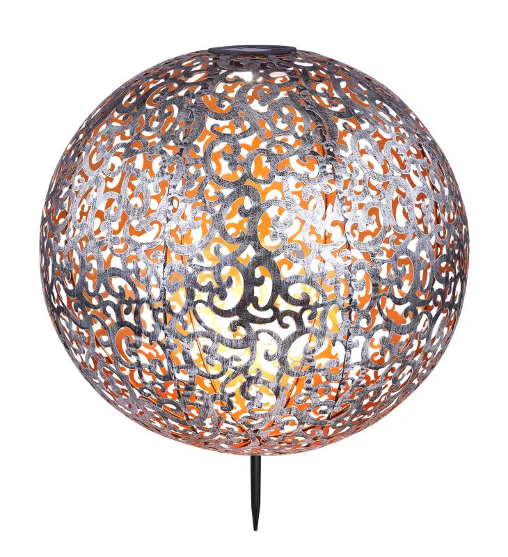 Lampă solară pichet - Art. 33745, Globo, Negru/Argintiu
