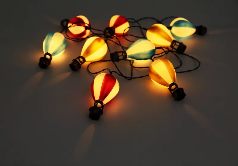 Ghirlandă luminoasă solară baloane - Art. 36139-9, Globo, Negru