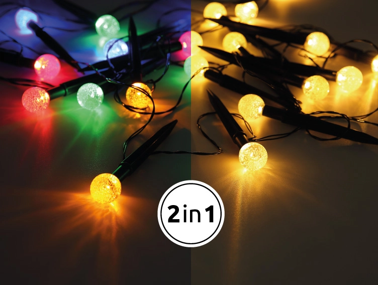 Ghirlandă luminoasă solară - Art. 36352-20, Globo, Negru/Transparent
