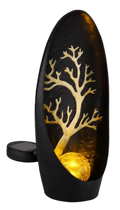 Veioză solară - Art. 36535, Globo, Negru/Argintiu/Auriu