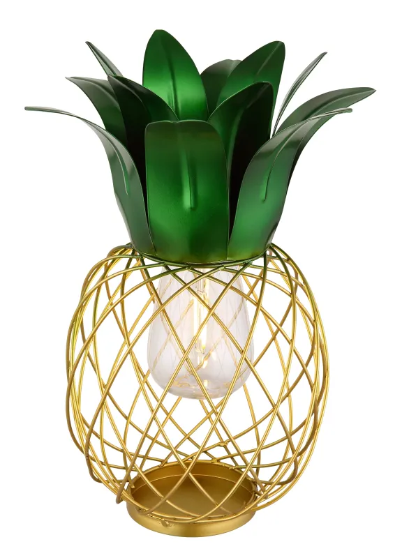 Veioză solară ananas - Art. 36537, Globo, Verde/Auriu