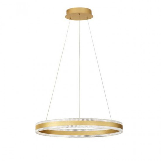 Suspensie Nova Luce Alaro, aur periat, LED, 46W, 3067 lumeni, alb cald 3000K, D.60 cm, 9019725