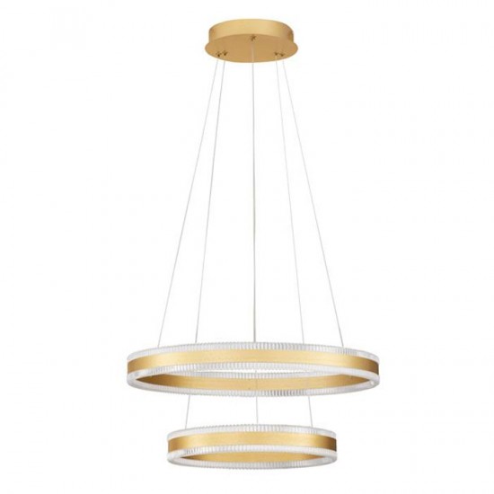 Suspensie Nova Luce Alaro, aur periat, LED, 69W, 4565 lumeni, alb cald 3000K, D.60 cm, 9019727